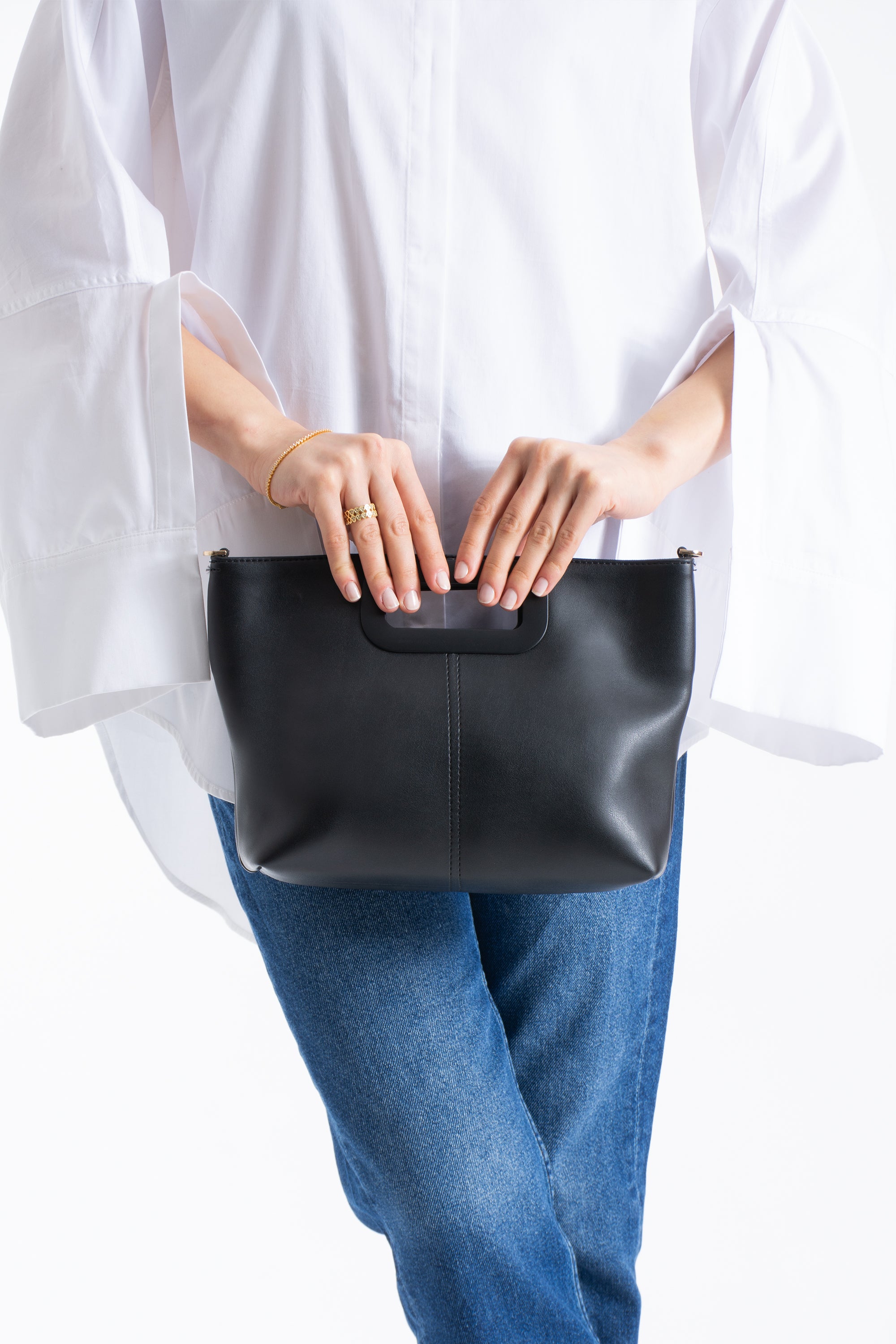 Crossbody Bag With Handle Detail in Black