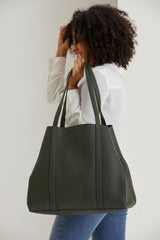 Pu Leather Weekend Bag  – 2 Pcs Set - Khaki
