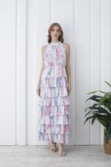 Womens Floral Tiered Maxi Dress