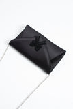 Satin Evening Clutch Bag with Embellishment - Black