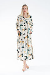 Womens Viscose Abstract Floral Maxi Shirt Dress
