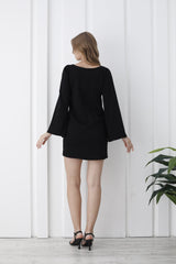 Womens Viscose Bow Detail Mini Dress