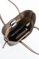 Grain Pu Leather Large Tote Bag with Matching Zipper Pouch  2PCS Set - Gold