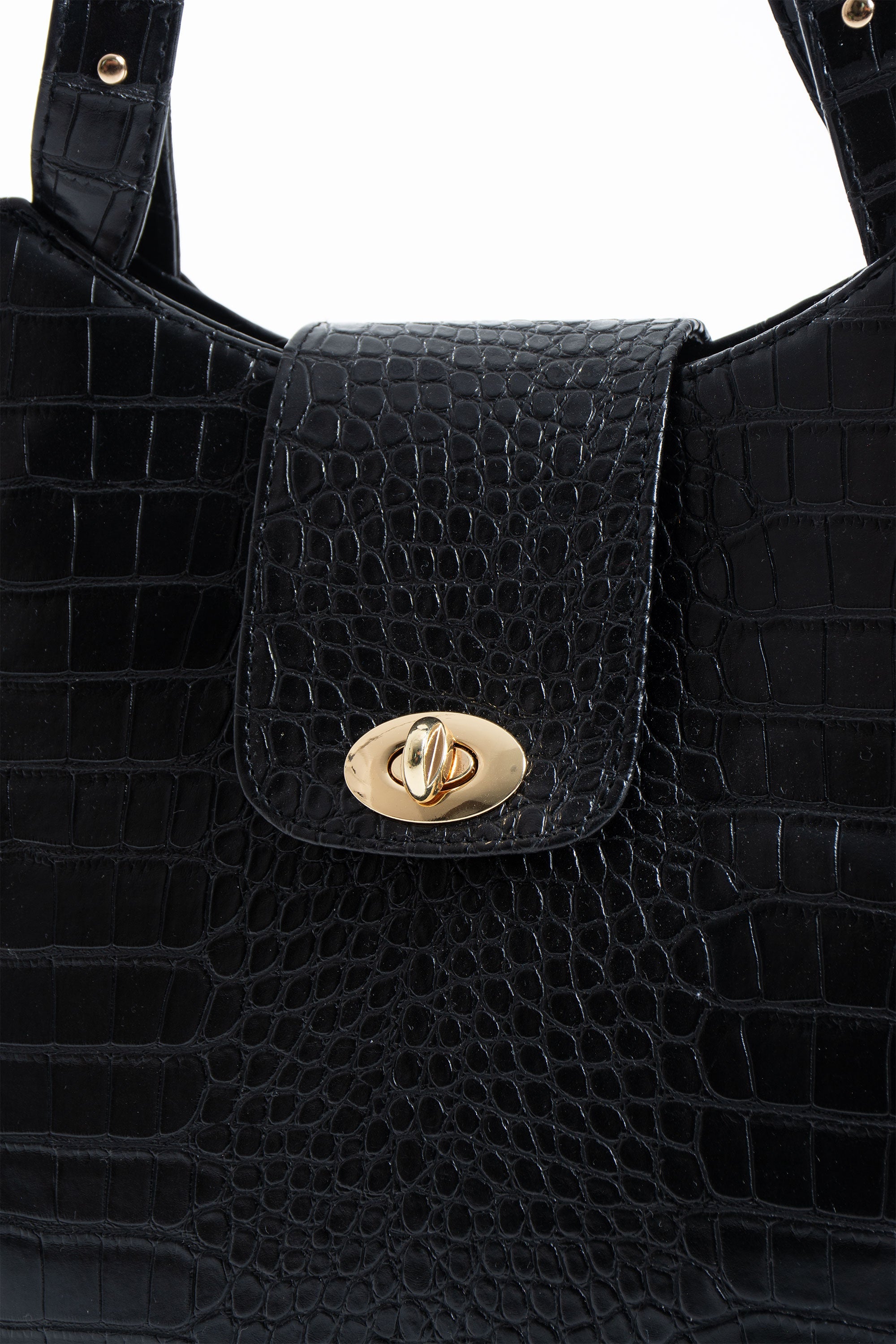 Texured Pu Leather Tote Bag with Matching Zipper Pouch 2PCS Set - Black