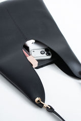 Hobo Shoulder Bag for Women with Matching Zip Pouch, 2PCS - Black