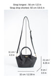 Woven Suede Top Handle Crossbody Bag with Twist Lock Detail - Black