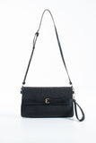 Woven Pu Leather Flap Closure Wristlet & Clutch&Crossbody  3-in-1 - Black