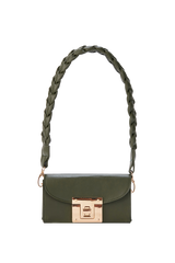 Mini Shoulder Bag With Chuncky Braided Strap - Khaki