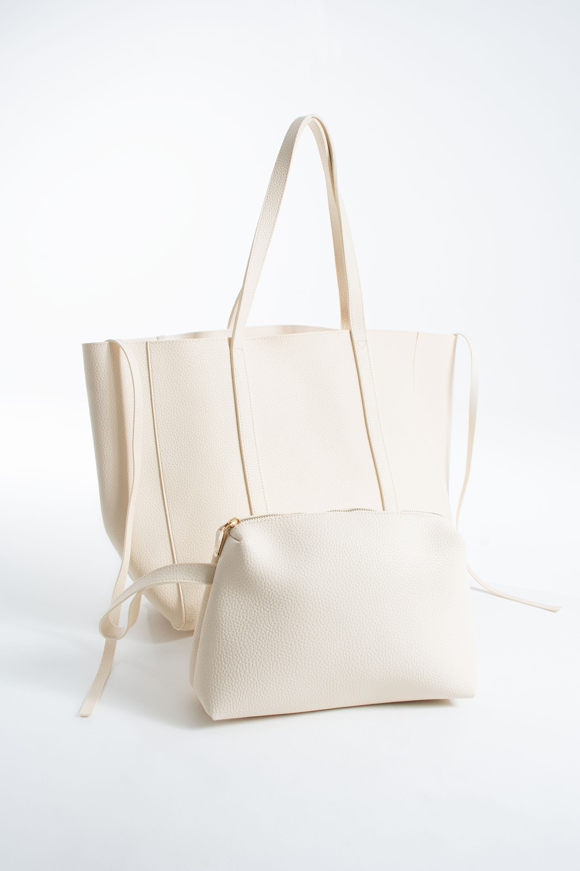 Pu Leather Weekend Bag – 2 Pcs Set - Cream