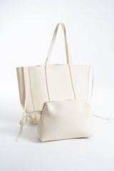 Pu Leather Weekend Bag – 2 Pcs Set - Cream