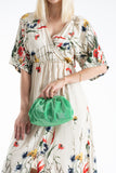 Shimmery Pouch Bag With Detachable Crossbody Strap - Green