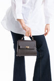 Pu Leather Top Handle Satchel Crossbody Bag - Brown