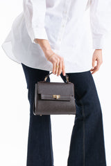 Pu Leather Top Handle Satchel Crossbody Bag - Brown