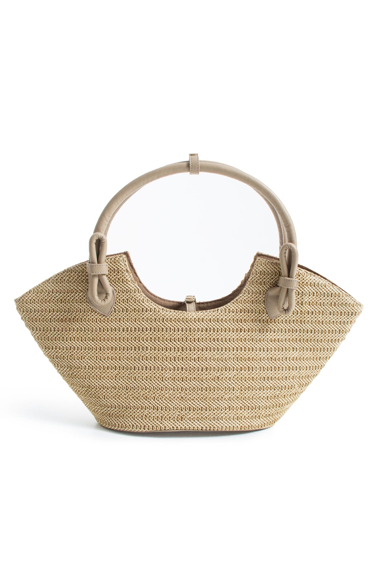 Woven Straw Tote Bag - Light Beige