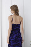 Women’s Abstract Rose Print Maxi Dress - Dark Navy