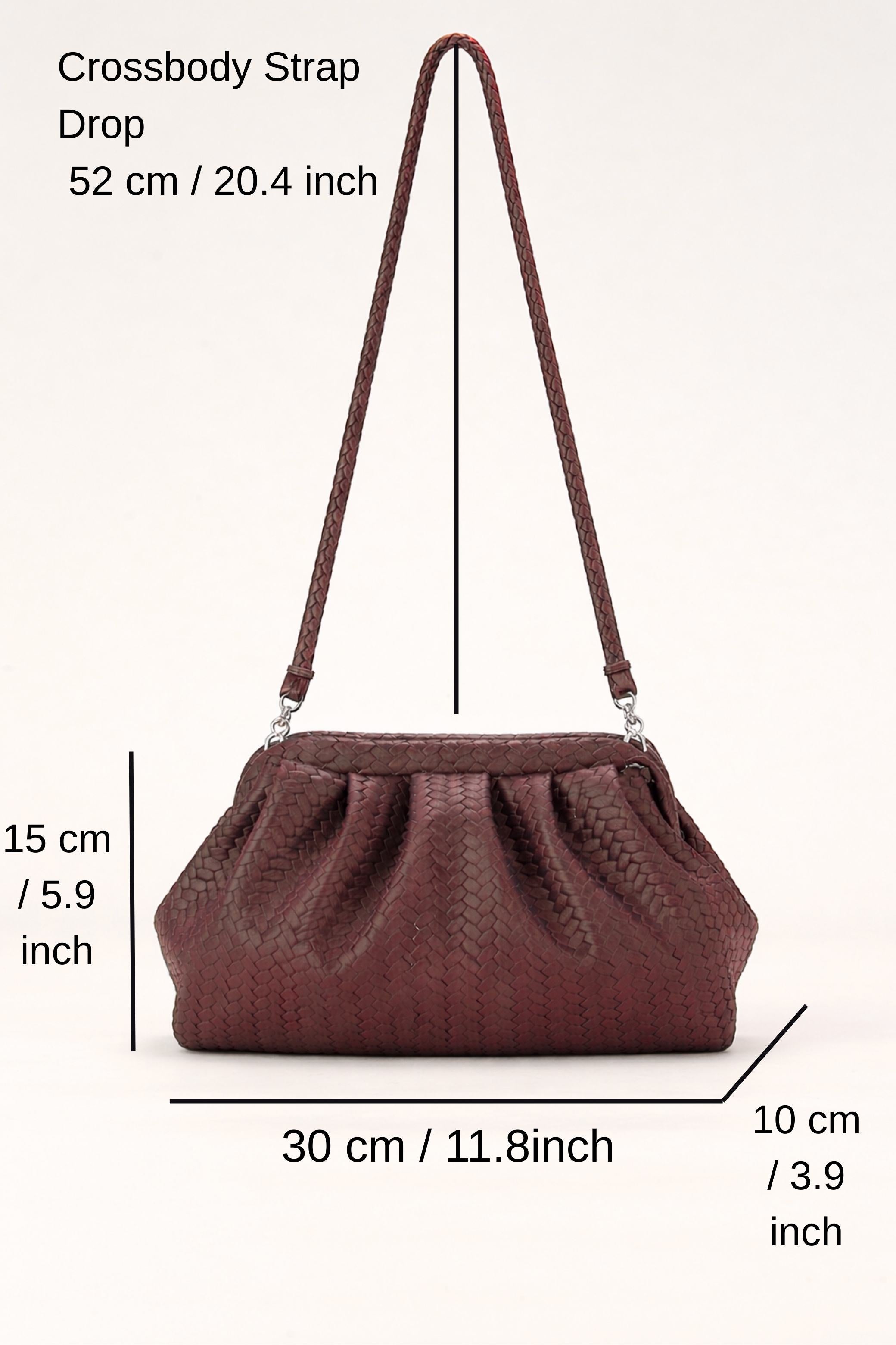 Textured Pu Leather Pouch Bag With Detachable Crossbody Strap - Burgundy
