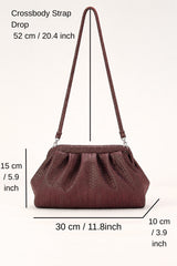 Textured Pu Leather Pouch Bag With Detachable Crossbody Strap - Burgundy