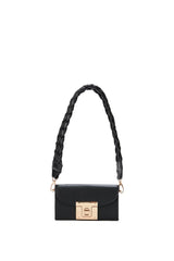 Mini Shoulder Bag with Chuncky Braided Strap - Black