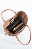 Pu Leather Large Tote Bag with Matching Zipper Pouch  2PCS Set - Nude