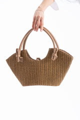 Woven Straw Tote Bag - Brown
