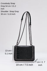 Chain Braided Croc Shoulder & Crossbody Bag - Black