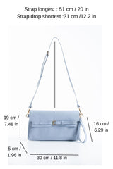 Crinkle Patent Flap Closure Wristlet & Clutc&Crossbody  3-in-1 Handbag - Blue