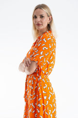 Womens Abstract Print Midi Shirt Dress
