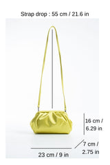 Satin Pouch Bag With Detachable Crossbody Strap - Lime