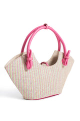 Woven Straw Tote Bag - Pink