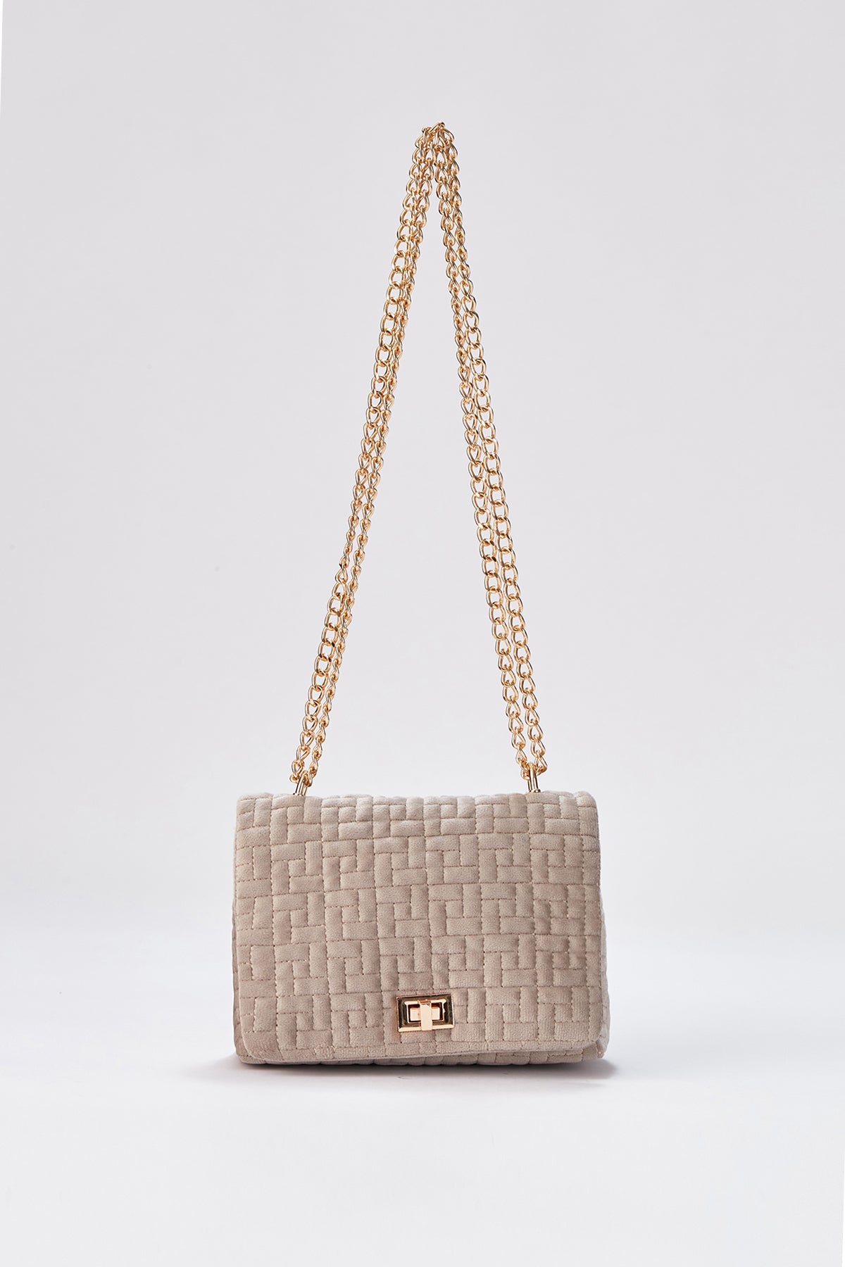 Quilted Mini Crossbody & Shoulder Bag - Beige