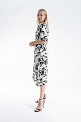 Womens Printed Ornamental Floral Midi Dress