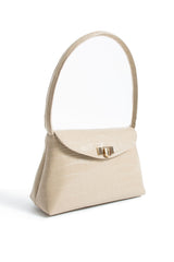 Croc Pu Flap Shoulder Bag - Beige