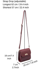 Croc Pu Leather Crossbody Bag - Burgundy