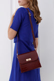 Croc Pu Leather Crossbody Bag - Burgundy