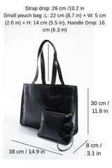 Crinkle Patent Tote Shoulder Bag - Black