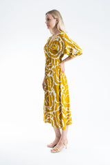 Womens Viscose Printed Ornamental Floral Midi Dress