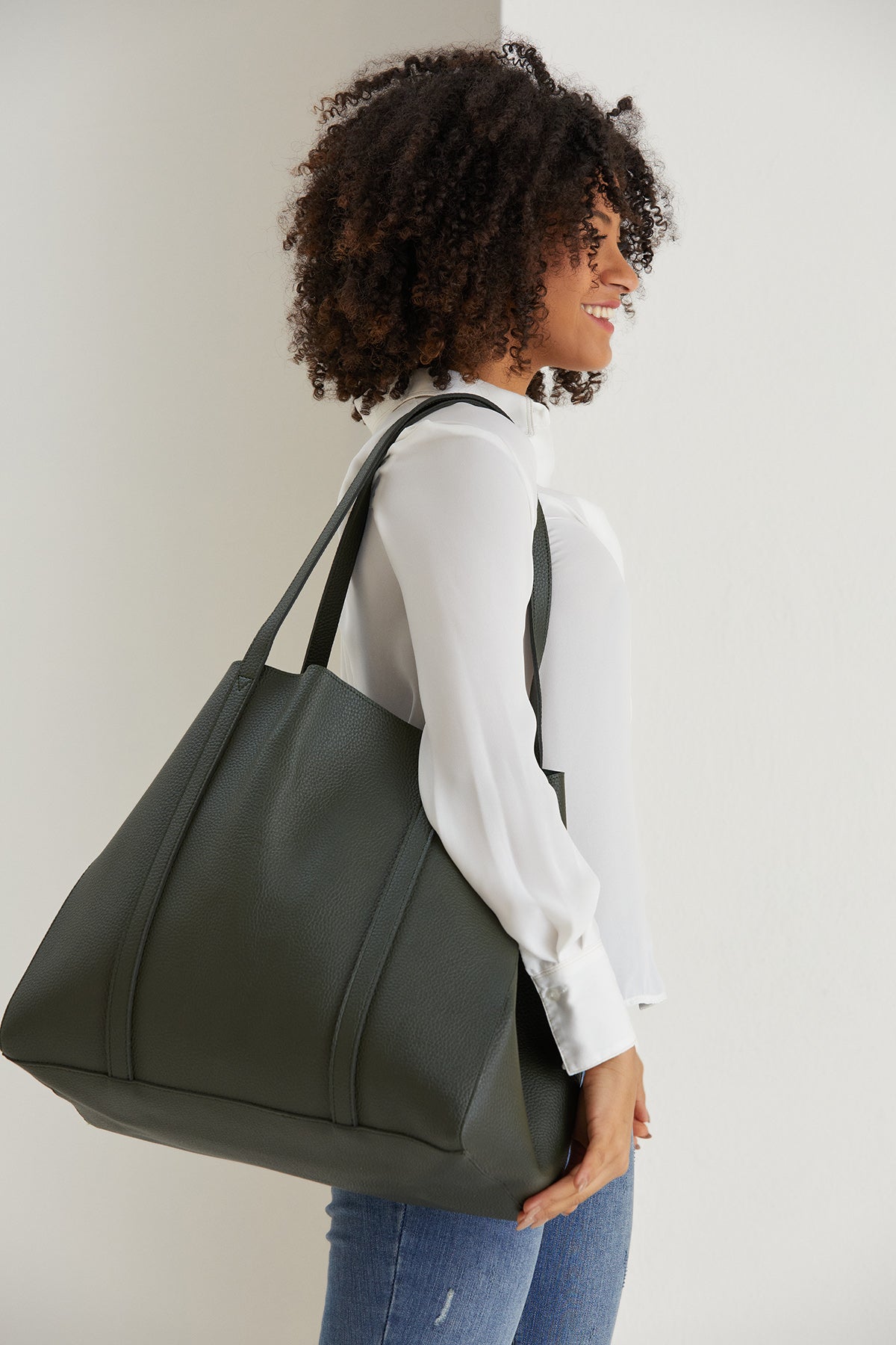 Pu Leather Weekend Bag  – 2 Pcs Set - Khaki