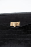 Croc Pu Flap Shoulder Bag - Black