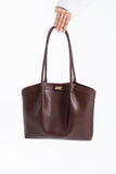 Large PU Leather Shopper Tote Bag with Matching Pouch - Burgundy