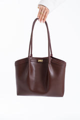 Large PU Leather Shopper Tote Bag with Matching Pouch - Burgundy