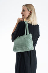 Braided Pu Leather Shoulder Bag - Mint