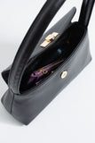 Pu Leather Flap Shoulder Bag - Black