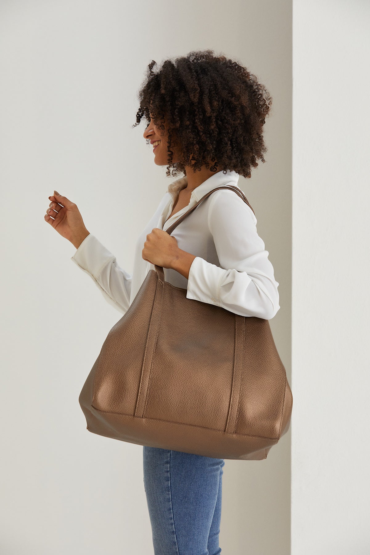 Pu Leather Weekend Bag  – 2 Pcs Set - Bronze