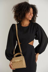 Plant Based Leather Top Handle Crossbody Bag - Beige