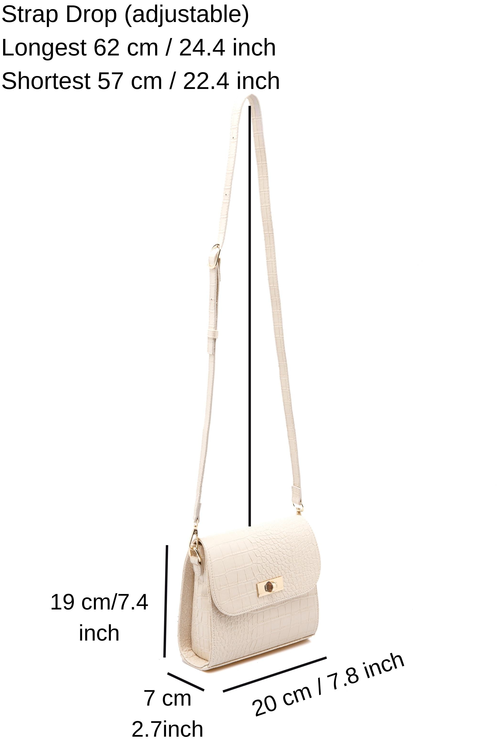 Croc Pu Leather Crossbody Bag - Cream