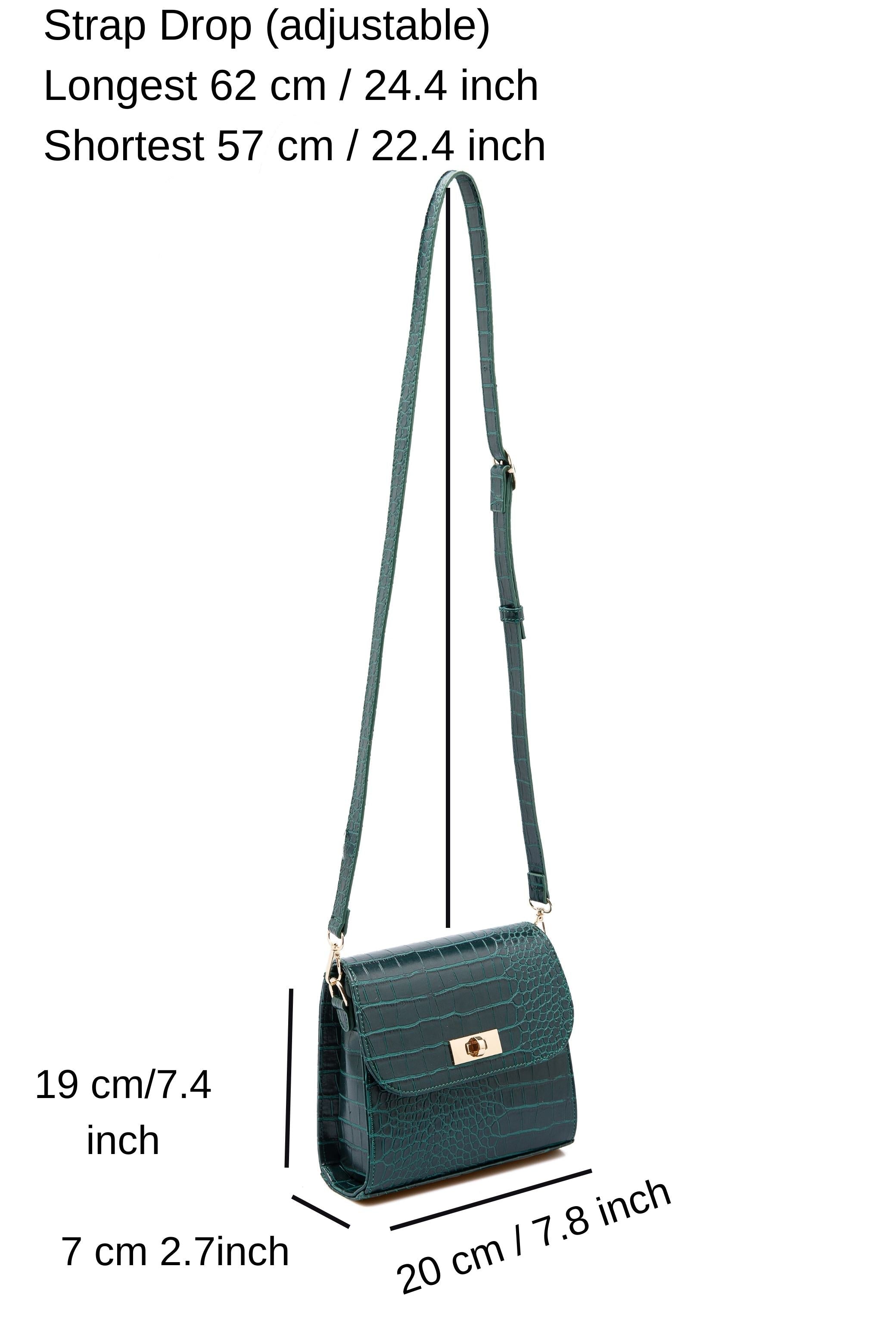 Croc Pu Leather Crossbody Bag - Khaki