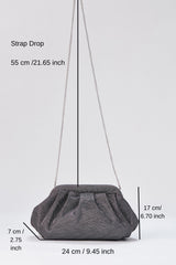 Shimmery Pouch Bag with Detachable Crossbody Strap - Silver