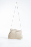 Asymmetrical Braided Pu Leather Clutch Bag With Detachable Strap - Cream