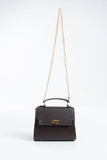Pu Leather Top Handle Satchel Crossbody Bag - Brown