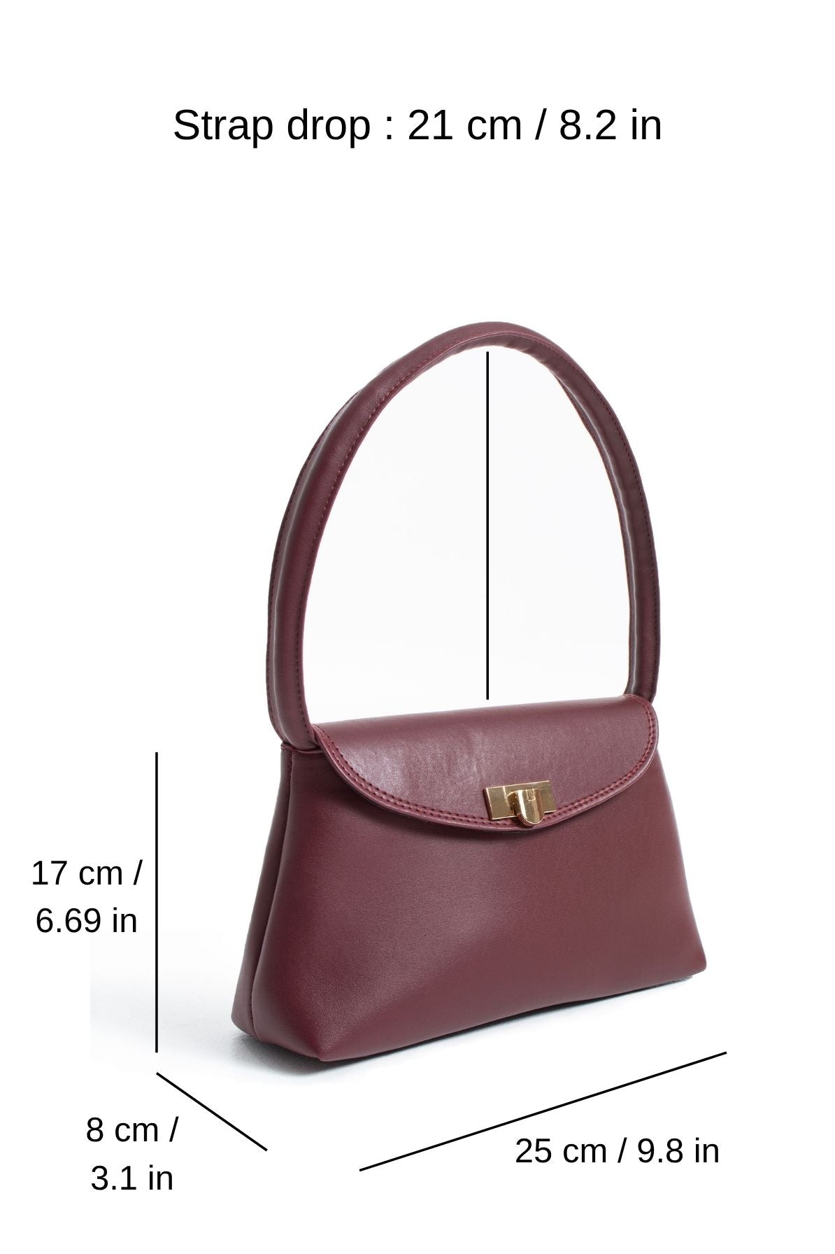 Pu Leather Flap Shoulder Bag - Burgundy